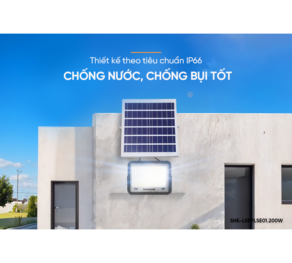 Đèn Pha Năng Lượng Mặt Trời Dùng Ngoài Trời, Sân Vườn Sunhouse SHE-LSPPLSE01.200W 7
