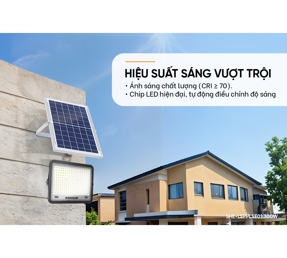 Đèn Pha Năng Lượng Mặt Trời Dùng Ngoài Trời, Sân Vườn Sunhouse SHE-LSPPLSE01.300W 4