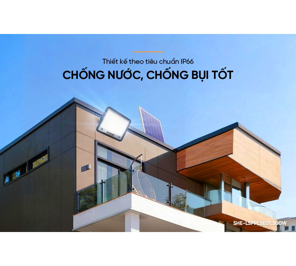 Đèn Pha Năng Lượng Mặt Trời Dùng Ngoài Trời, Sân Vườn Sunhouse SHE-LSPPLSE01.300W 7