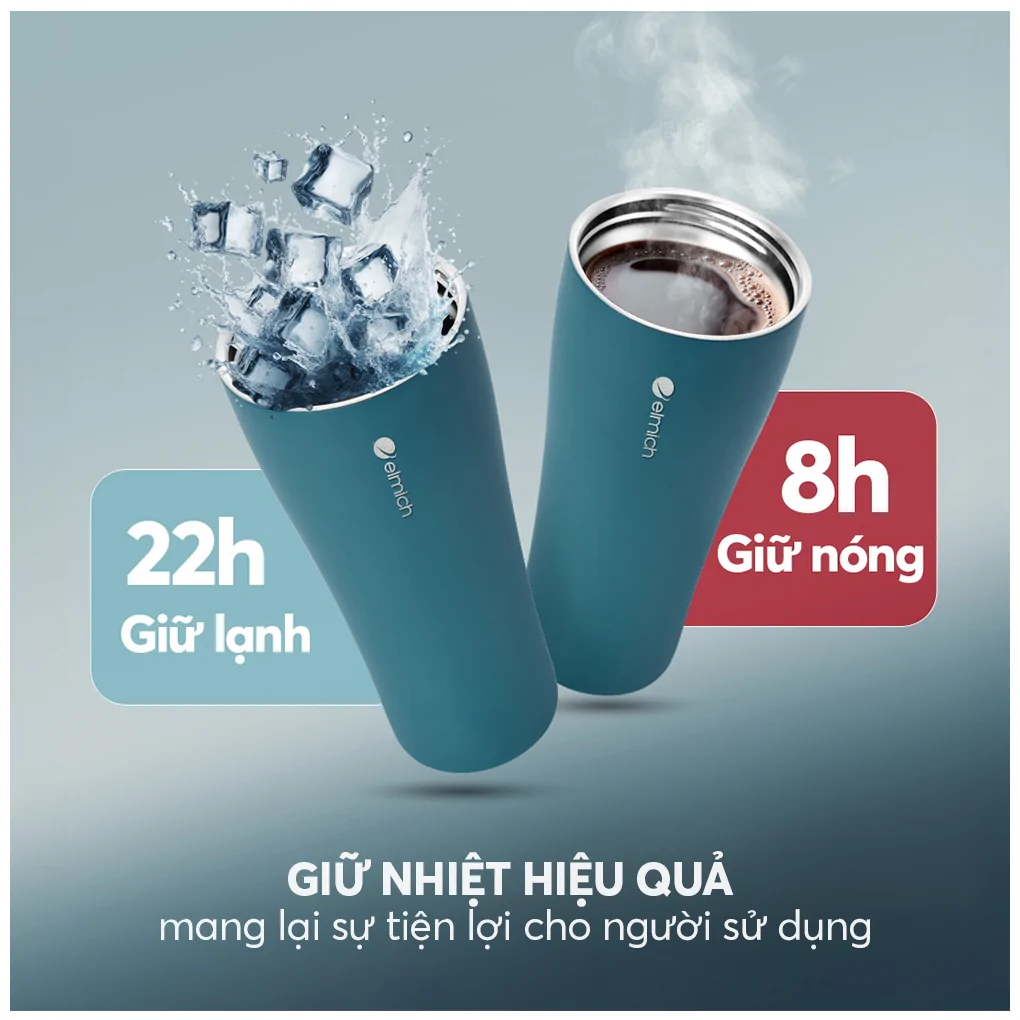 Cốc Giữ Nhiệt Inox 304 Elmich EL8374SB 600ml 10
