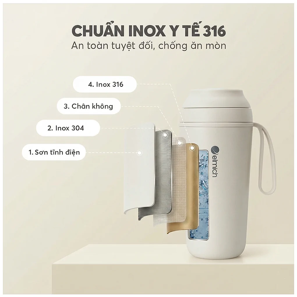 Cốc Giữ Nhiệt Inox 316 Elmich EL8305WH 450ml 7