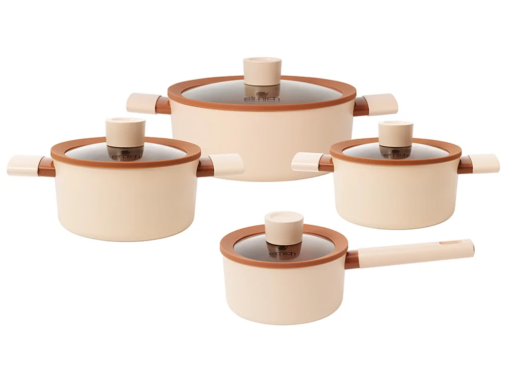 Bộ Nồi Chống Dính Ceramic Elmich Mocha EL5243MC04 Size 18,20,24, Quánh 16cm