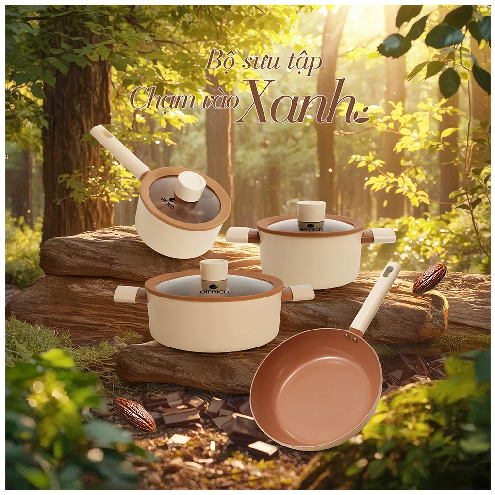 Bộ Nồi Chống Dính Ceramic Elmich Mocha EL5243MC04 Size 18,20,24, Quánh 16cm 11