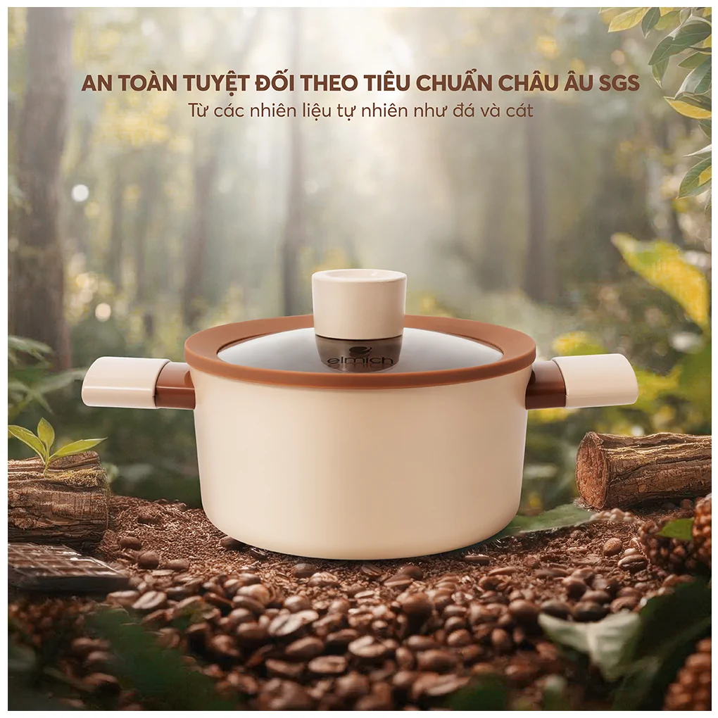 Bộ Nồi Chống Dính Ceramic Elmich Mocha EL5243MC04 Size 18,20,24, Quánh 16cm 13