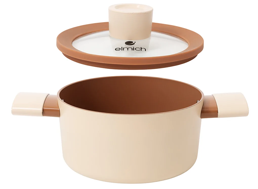 Bộ Nồi Chống Dính Ceramic Elmich Mocha EL5243MC04 Size 18,20,24, Quánh 16cm 6