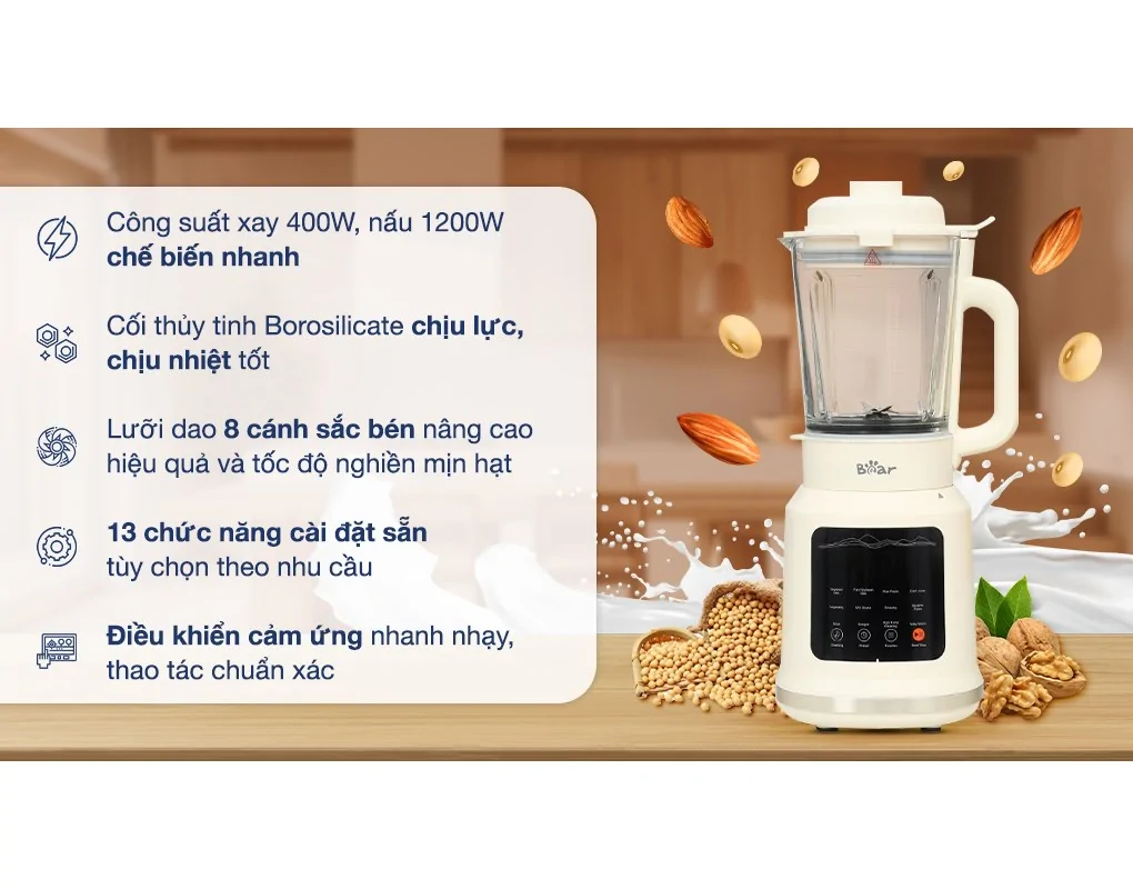 Máy Làm Sữa Hạt Đa Năng Bear BCB-E153W2 7