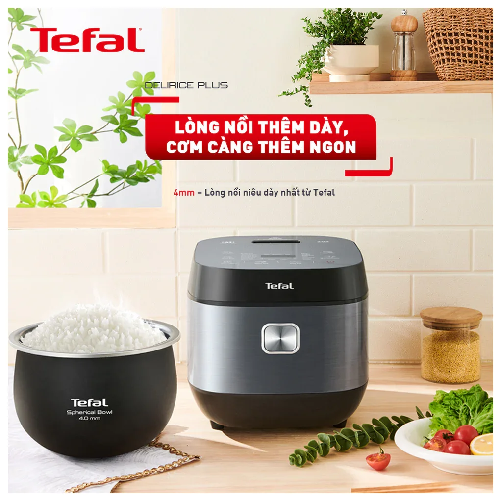 Nồi Cơm Điện Tử Tefal 1.8 Lít Delirice Plus RK776B68 0