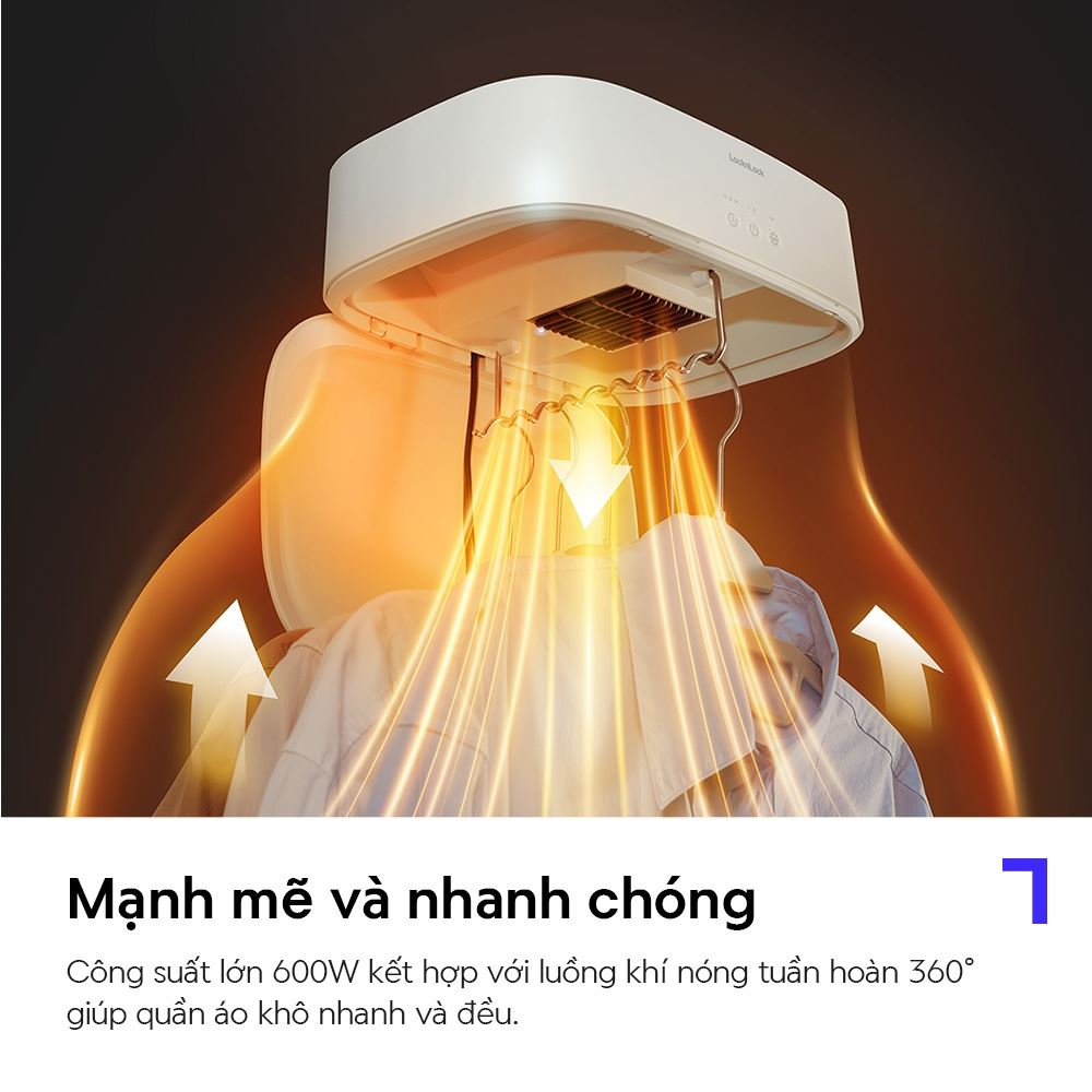 Tủ Sấy Quần Áo Gấp Gọn Lock&Lock END112IVY 600W 12