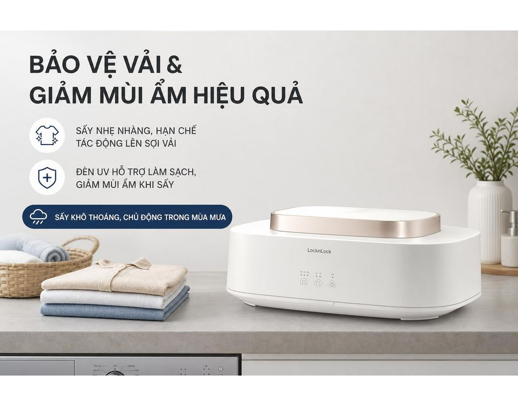 Tủ Sấy Quần Áo Gấp Gọn Lock&Lock END112IVY 600W 7