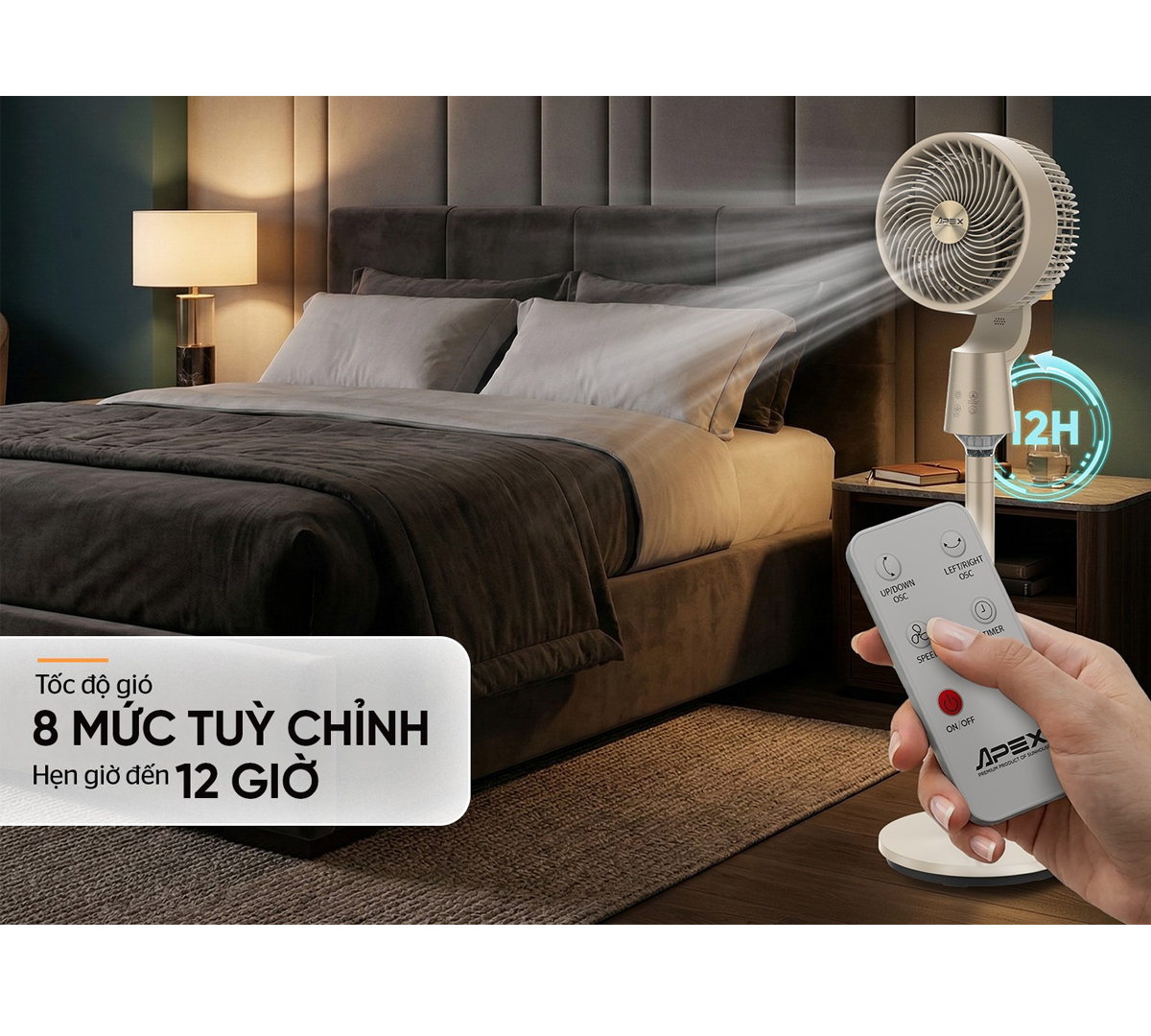 Quạt Đứng Tuần Hoàn Không Khí Có Remote Sunhouse Apex APF7320GY 2
