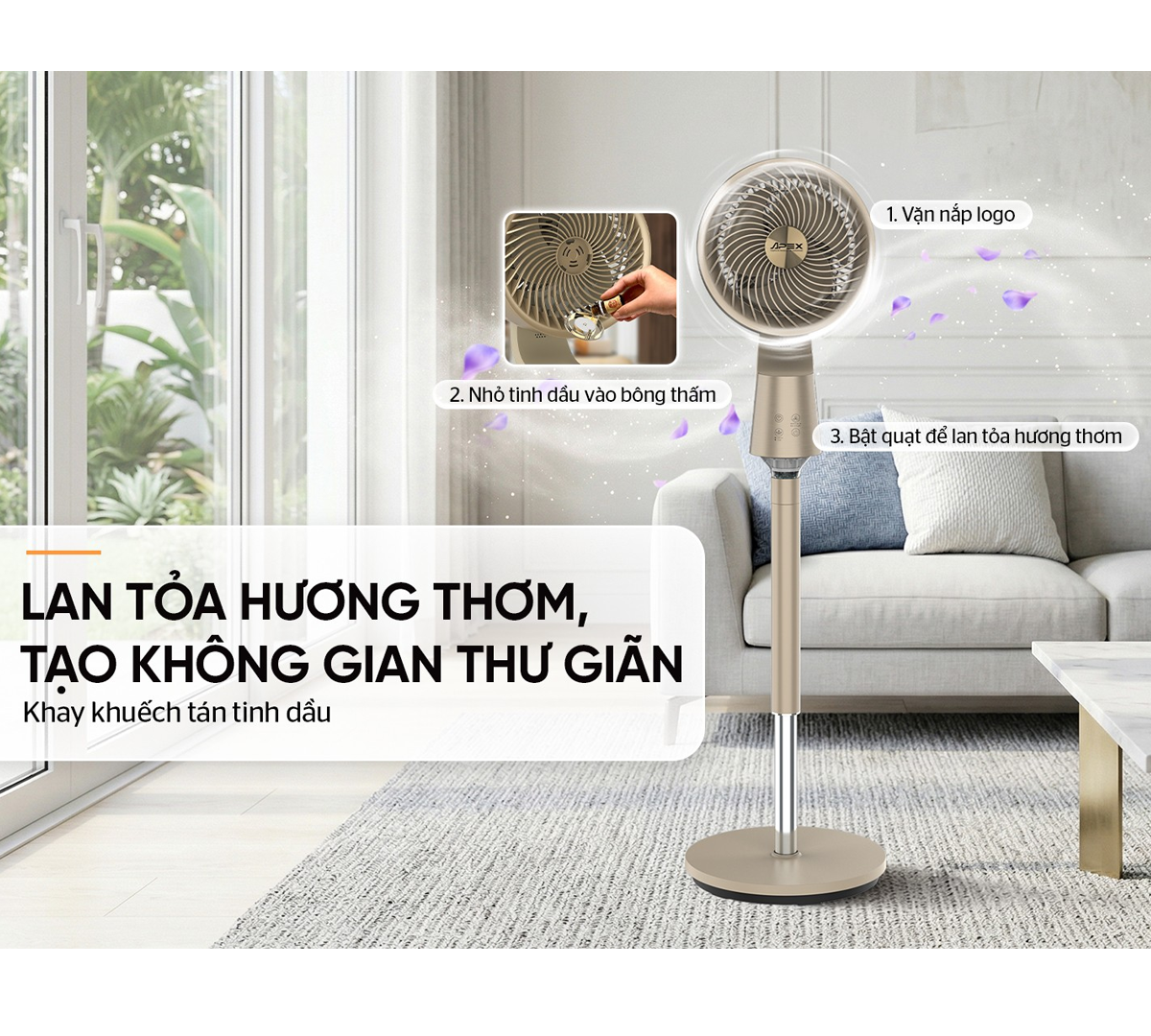 Quạt Đứng Tuần Hoàn Không Khí Có Remote Sunhouse Apex APF7320GY 4