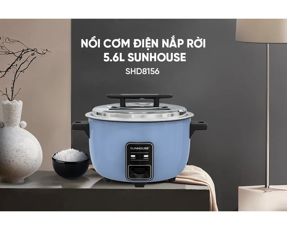Nồi Cơm Điện Nắp Rời Dung Tích Lớn 5.6 Lít Sunhouse SHD8156 1