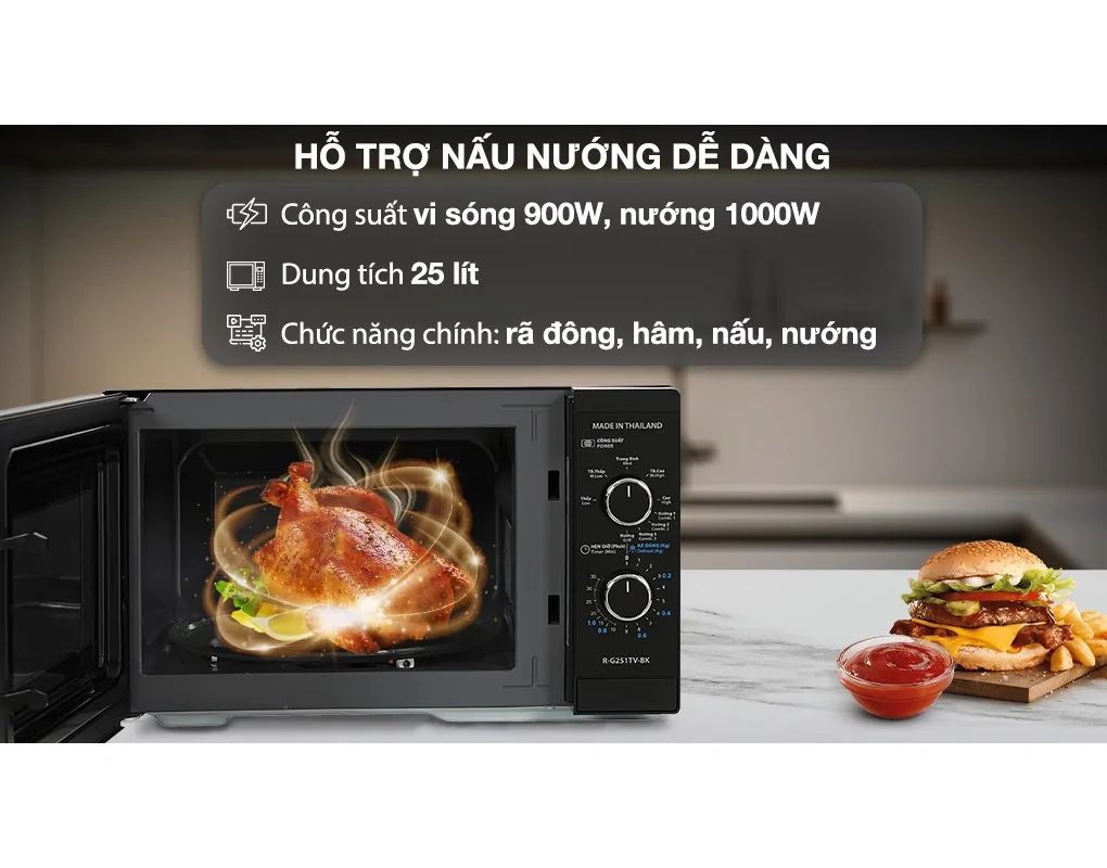 Lò Vi Sóng Có Nướng Sharp R-G251TV-BK 25 Lít - Xuất Xứ Thái Lan 5