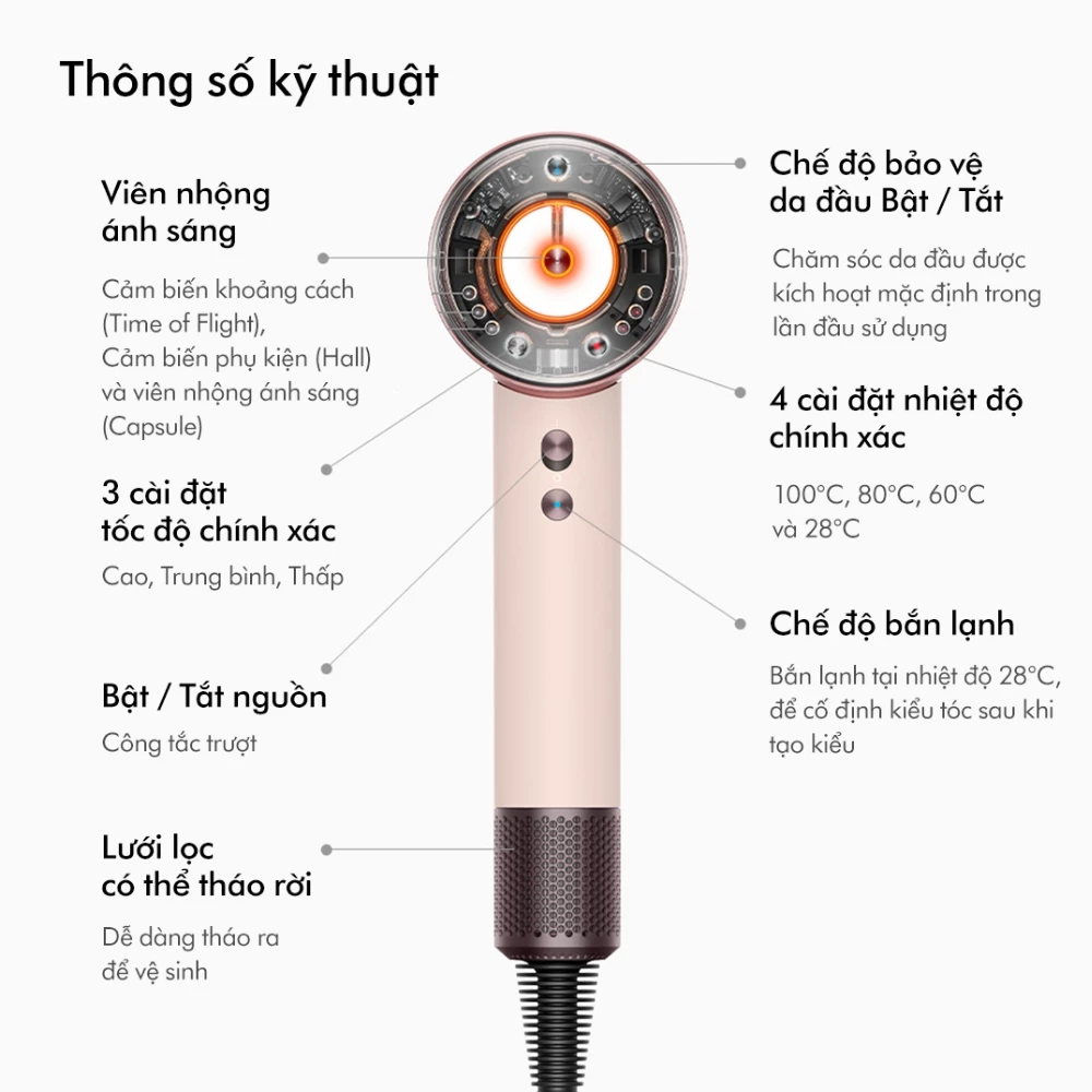 Máy Sấy Tóc Tốc Độ Cao Dyson Supersonic Nural™ HD16 Amber Silk 10