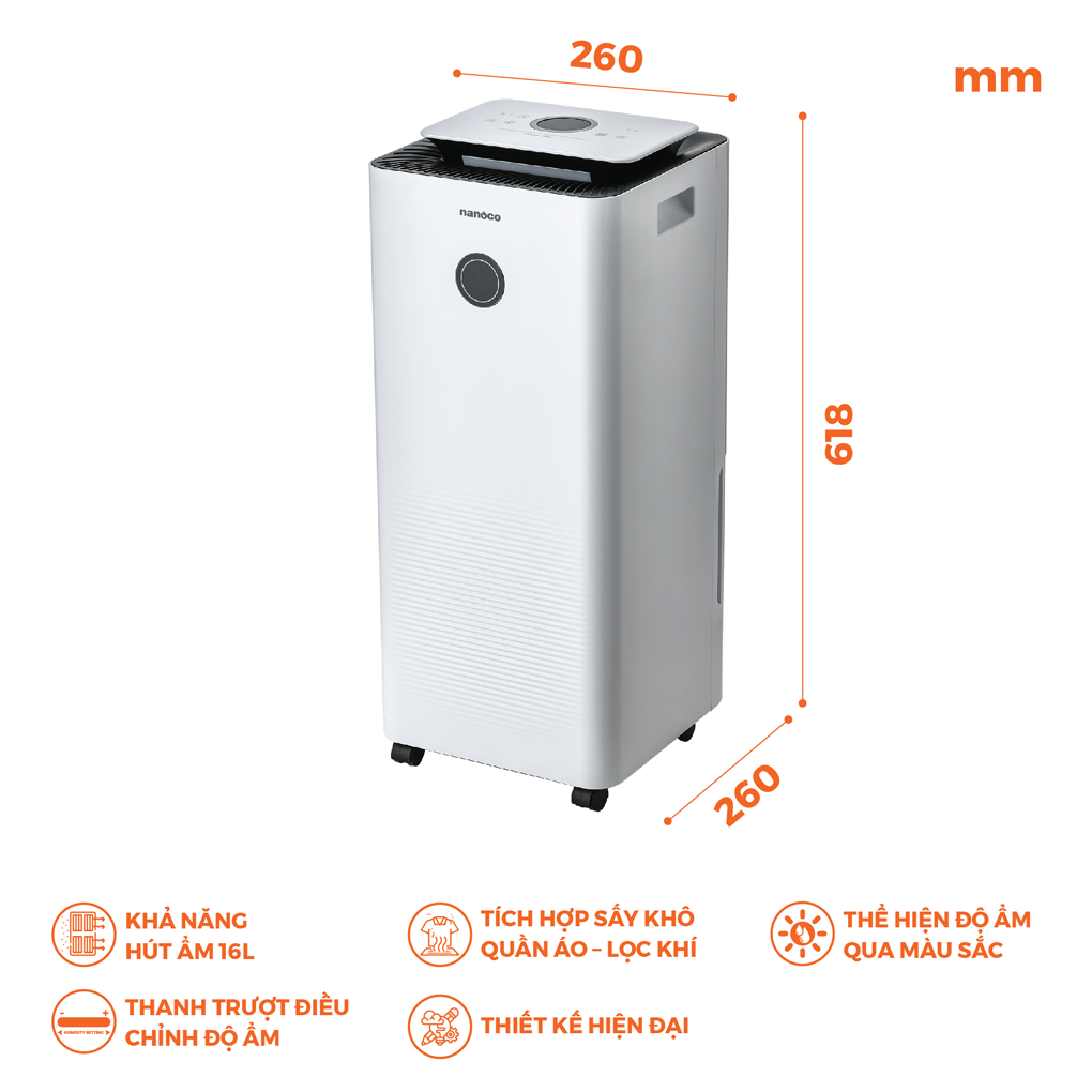 Máy Hút Ẩm Nanoco NDH163 3.5 Lít 1