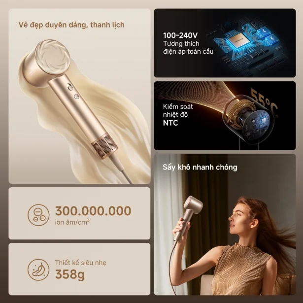 Dreame Hair Dryer GloryUni AHG20W Màu Vàng