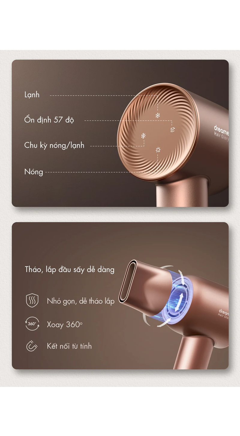 Máy Sấy Tóc Tốc Độ Cao Dreame Hair Dryer GloryUni AHG20W 12