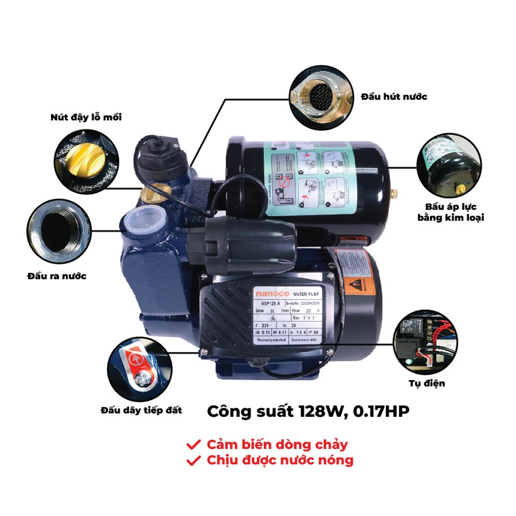 Máy Bơm Nước Tăng Áp Nanoco NSP128-A 1