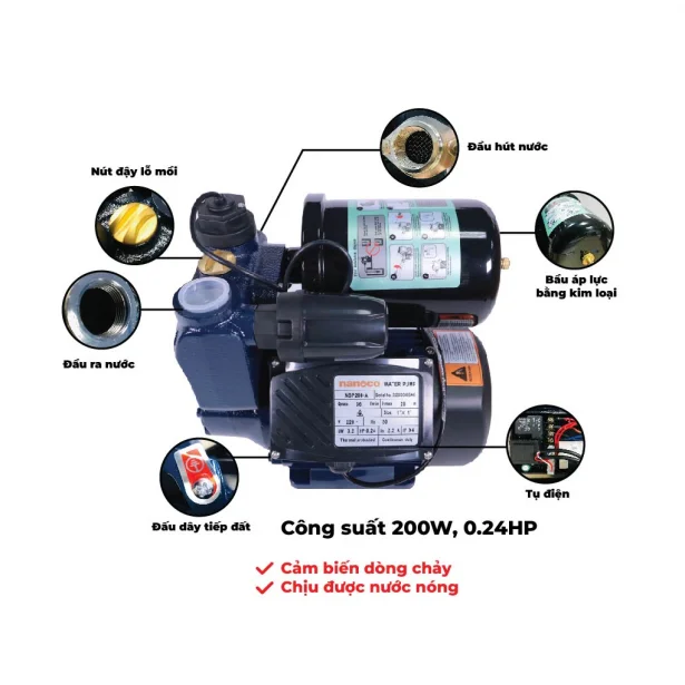 Máy Bơm Nước Tăng Áp Nanoco NSP200-A