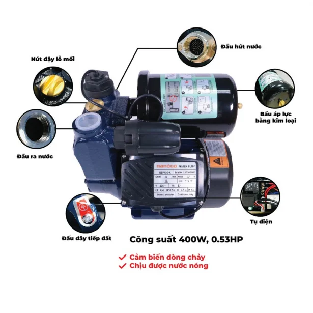 Máy Bơm Nước Tăng Áp Nanoco NSP400-A