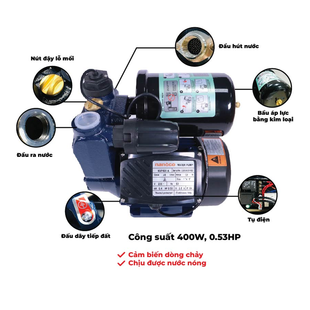Máy Bơm Nước Tăng Áp Nanoco NSP400-A 2
