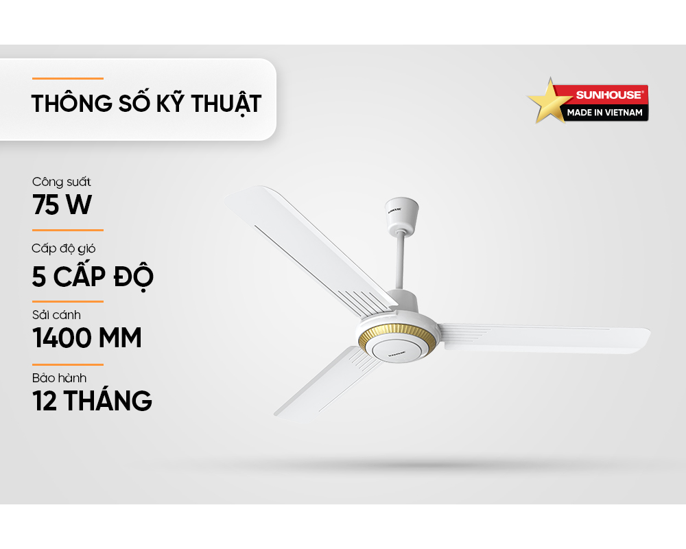 Quạt Trần 3 Cánh Sunhouse SHD7659 75W 4