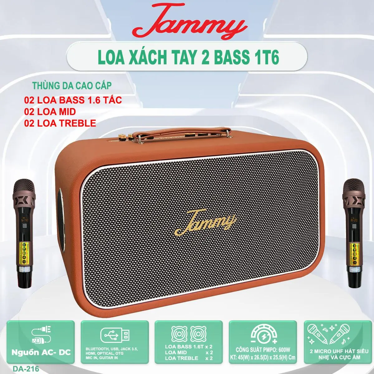 Loa Karaoke X&aacute;ch Tay DA-216 (M&agrave;u N&acirc;u)