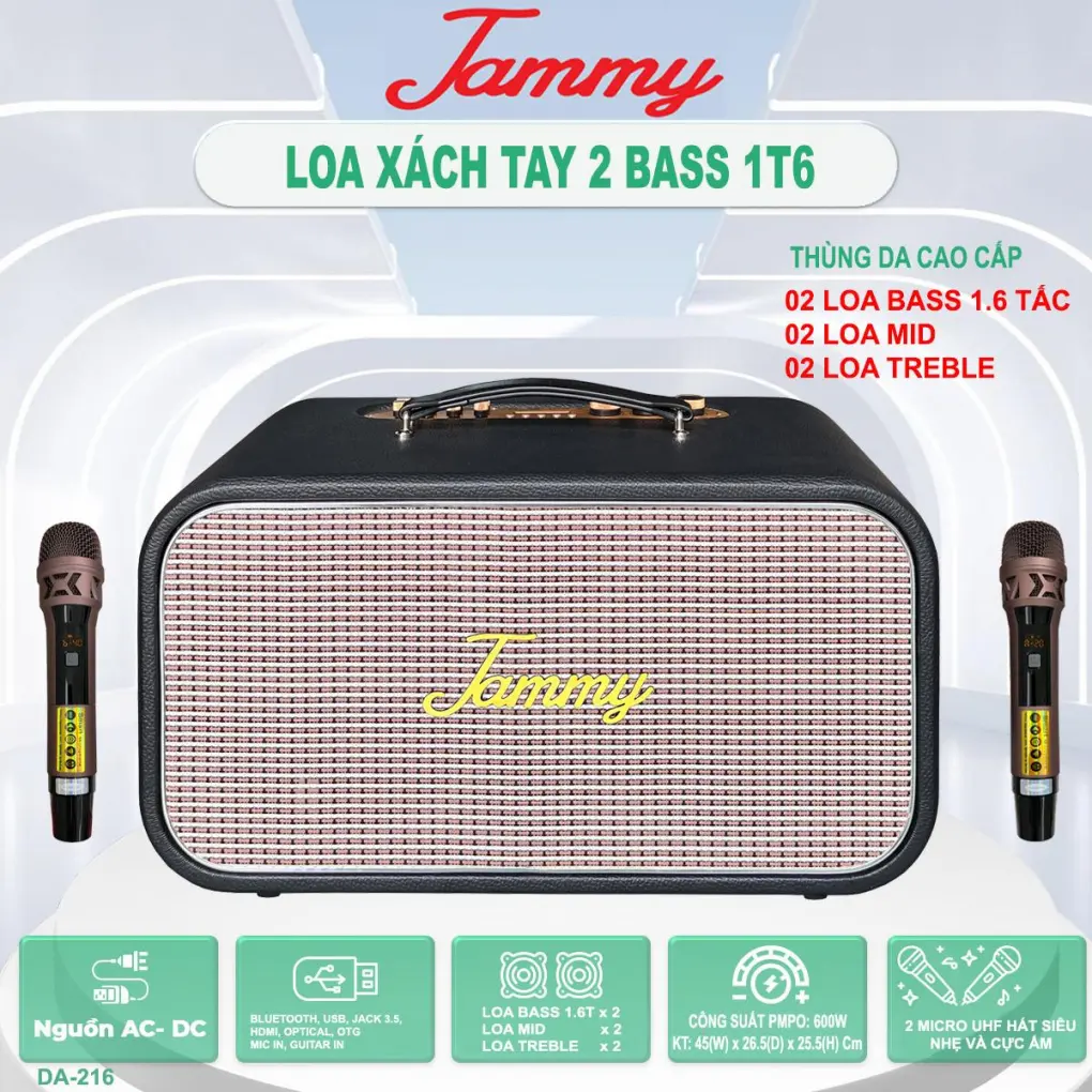Loa Karaoke Xách Tay Jammy DA-216 (Màu Đen)