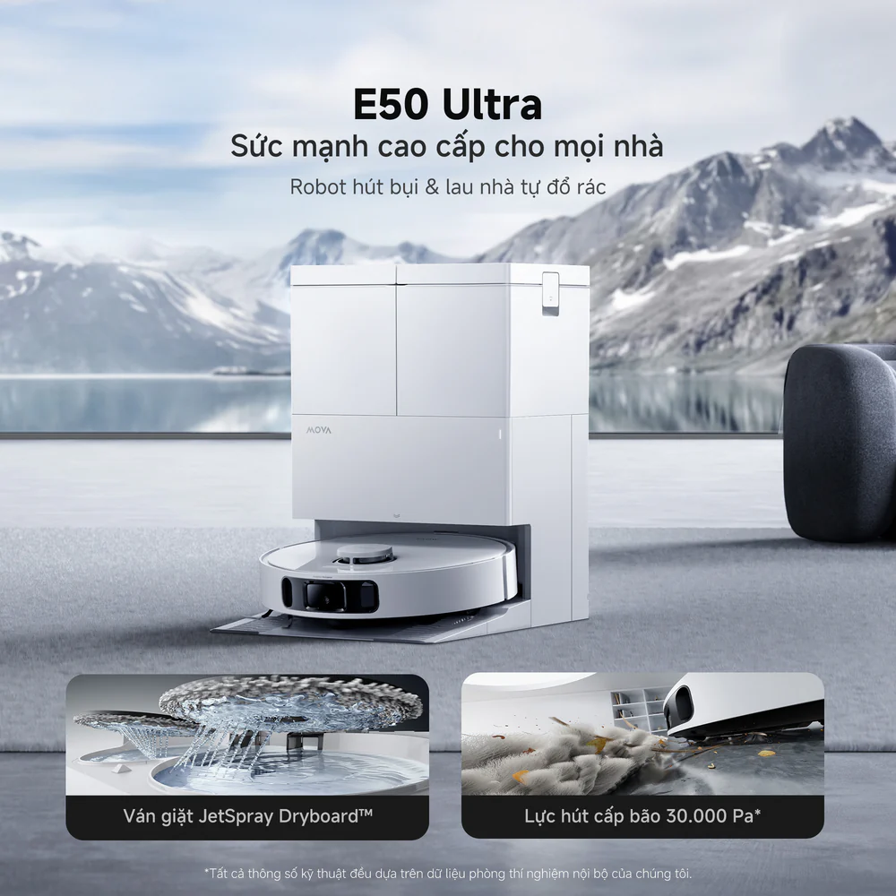 Robot Hút Bụi Lau Nhà Mova E50 Ultra Đen 7