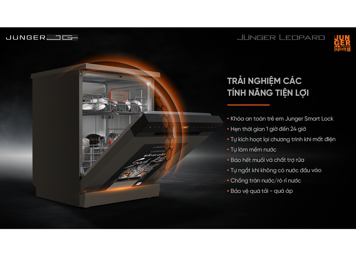 Máy Rửa Chén Junger Leopard-DWJ-163-MS - Xuất Xứ Thái Lan 11