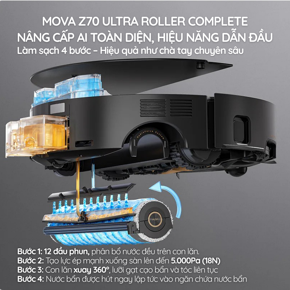 Robot Hút Bụi Lau Nhà Mova Z70 Ultra Roller Complete 8