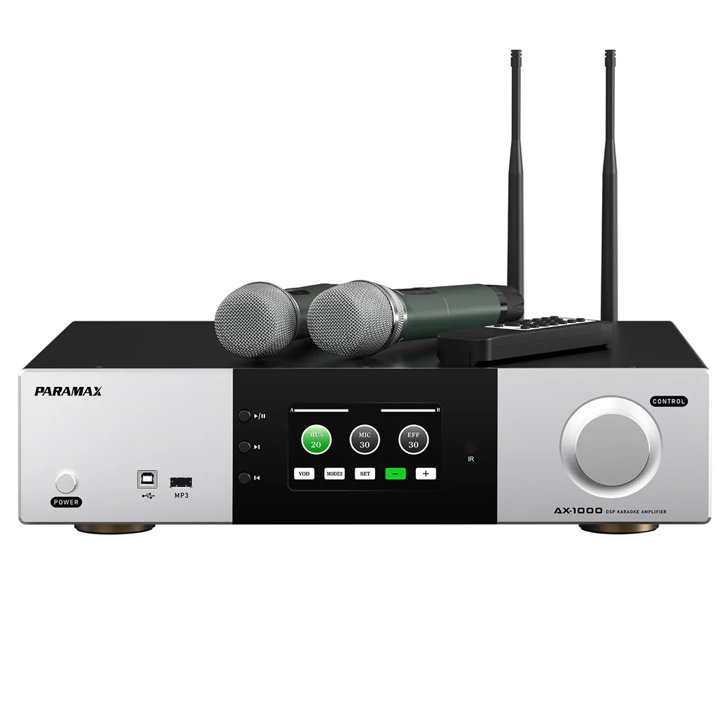 Amply Karaoke Tích Hợp Vang Số Và Micro Không Dây Paramax AX-1000 (Silver)