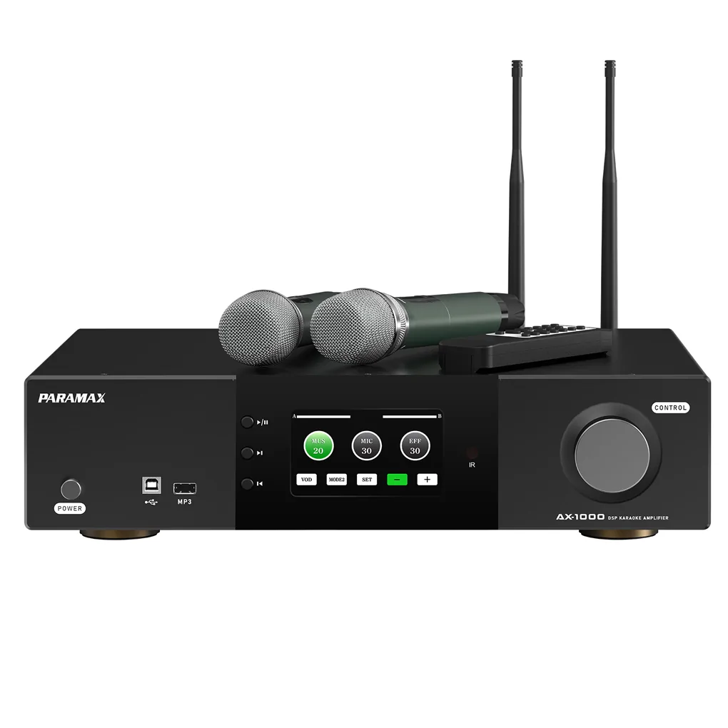Amply Karaoke Tích Hợp Vang Số Và Micro Không Dây Paramax AX-1000 (Black)