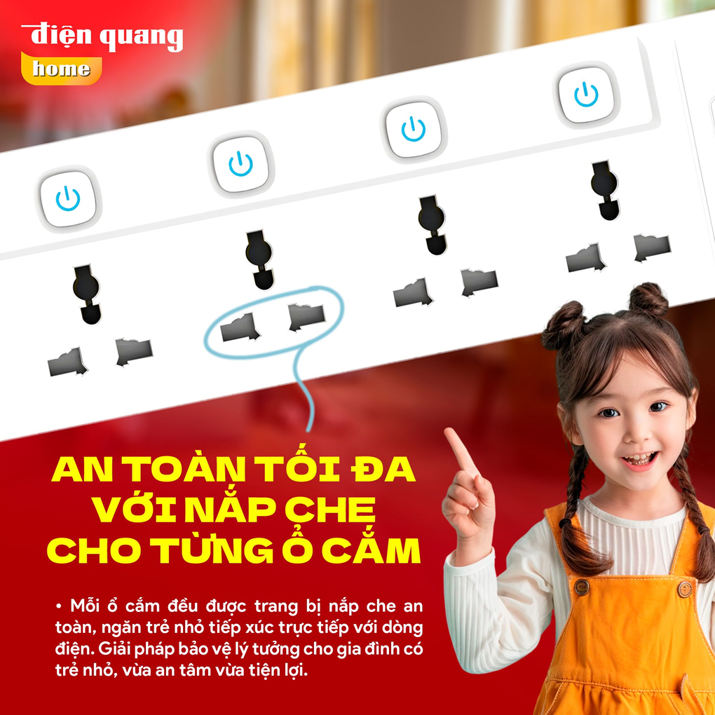Ổ Cắm Điện Quang ĐQ EQS 4SW 2m 3U 5