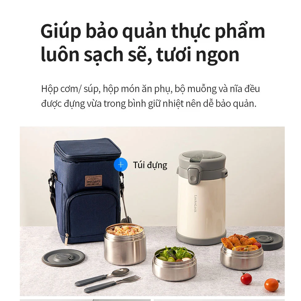 Bộ Hộp Cơm Giữ Nhiệt LocknLock Easy Carry LHC8039BLU 5