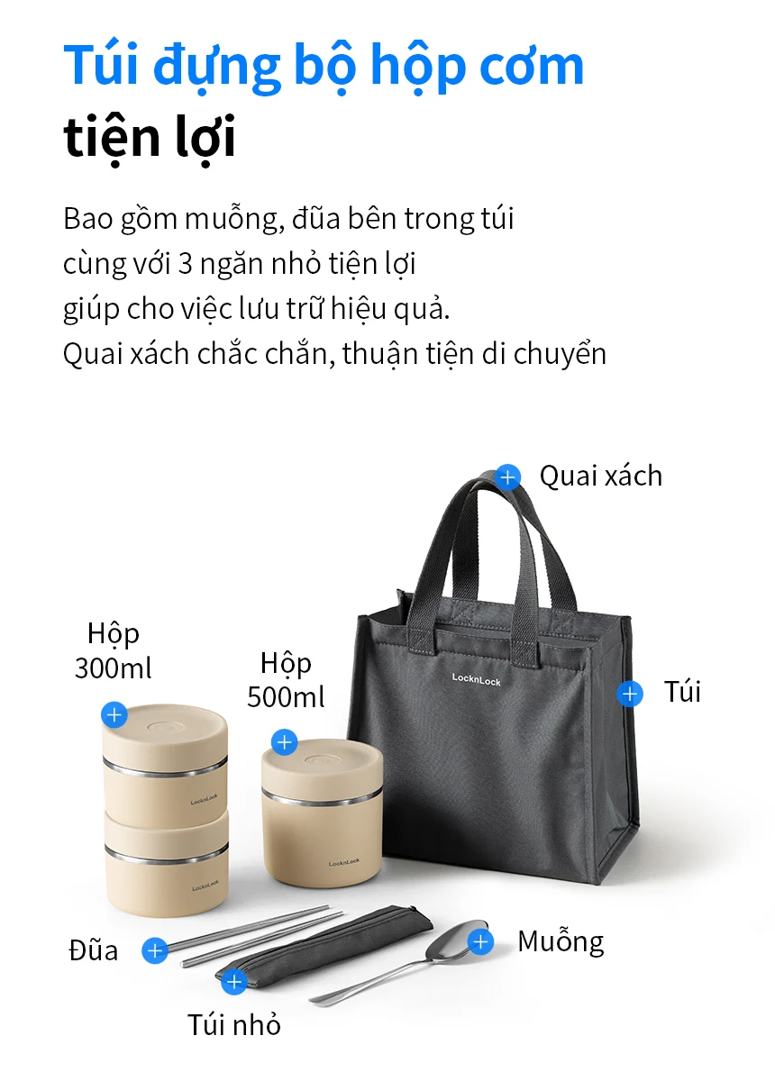 Bộ Hộp Cơm Giữ Nhiệt LocknLock Pump Vacuum Lunch Box LHC8052S02B 15