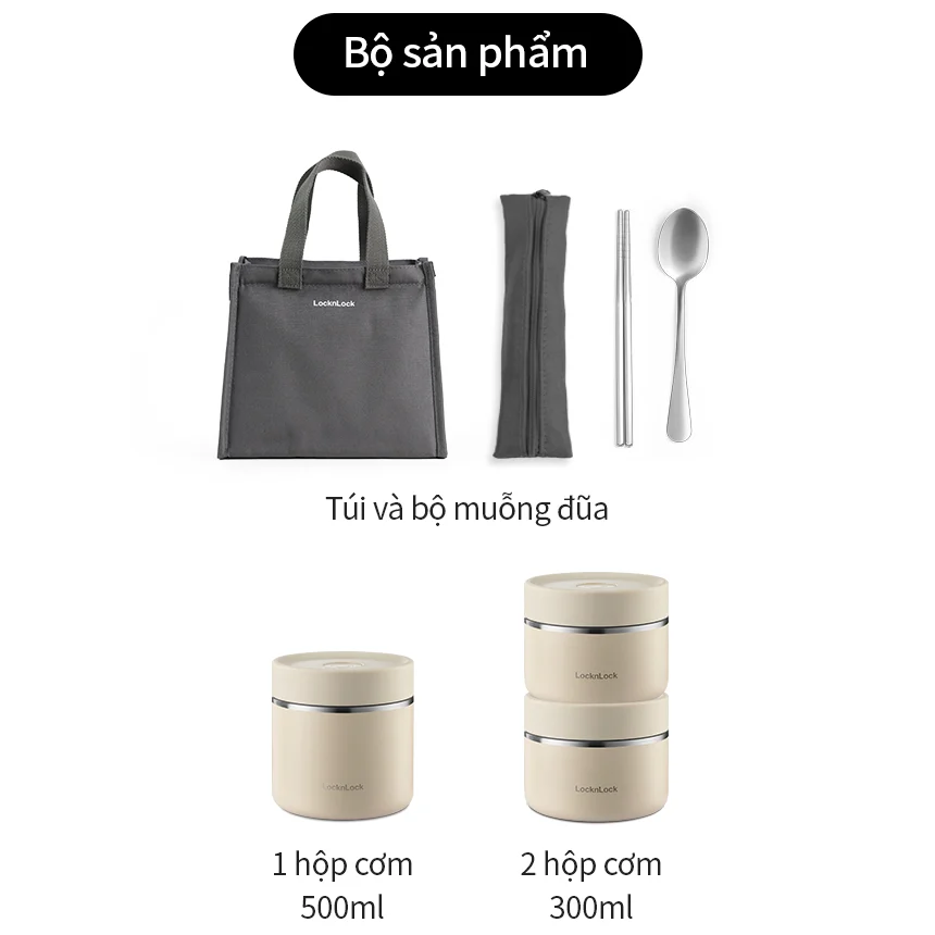 Bộ Hộp Cơm Giữ Nhiệt LocknLock Pump Vacuum Lunch Box LHC8052S02B 7