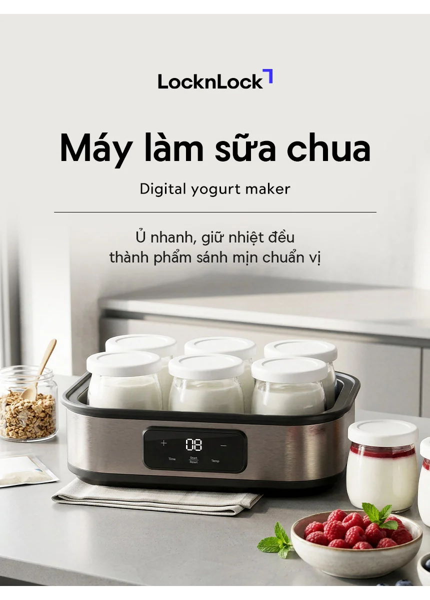 Máy Làm Sữa Chua LocknLock Digital EJY213GRY 1.08L - Màu Xám 6