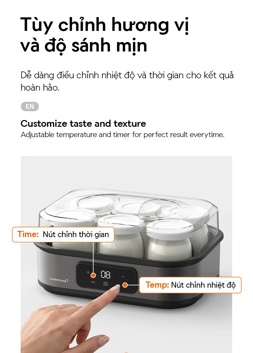 Máy Làm Sữa Chua LocknLock Digital EJY213GRY 1.08L - Màu Xám 7