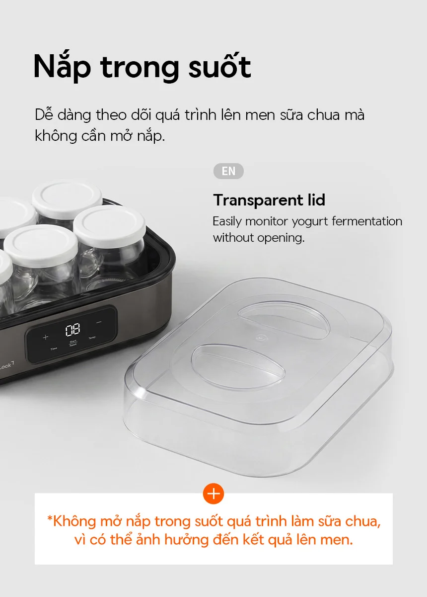 Máy Làm Sữa Chua LocknLock Digital EJY213GRY 1.08L - Màu Xám 8