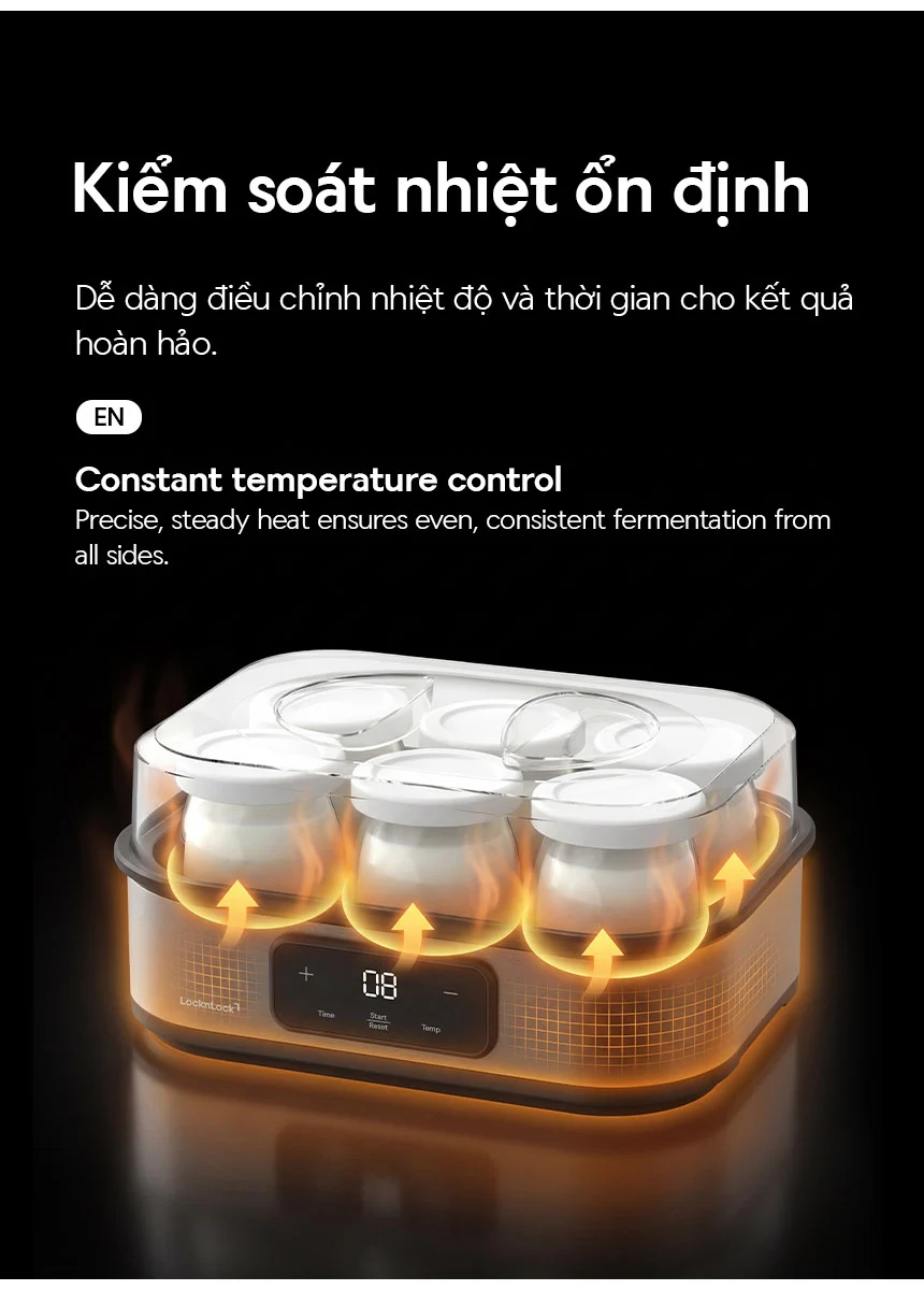 Máy Làm Sữa Chua LocknLock Digital EJY213GRY 1.08L - Màu Xám 9