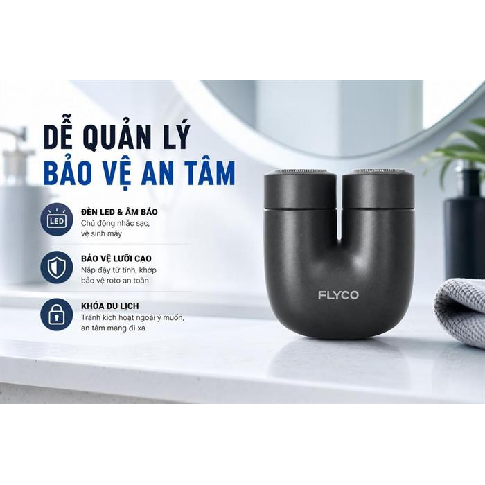 Máy Cạo Râu Điện Flyco U1VN Màu Đen 9