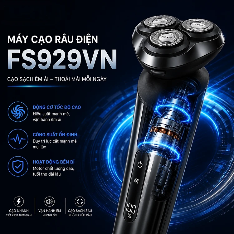 Máy Cạo Râu Điện Flyco FS929VN Màu Đen 9