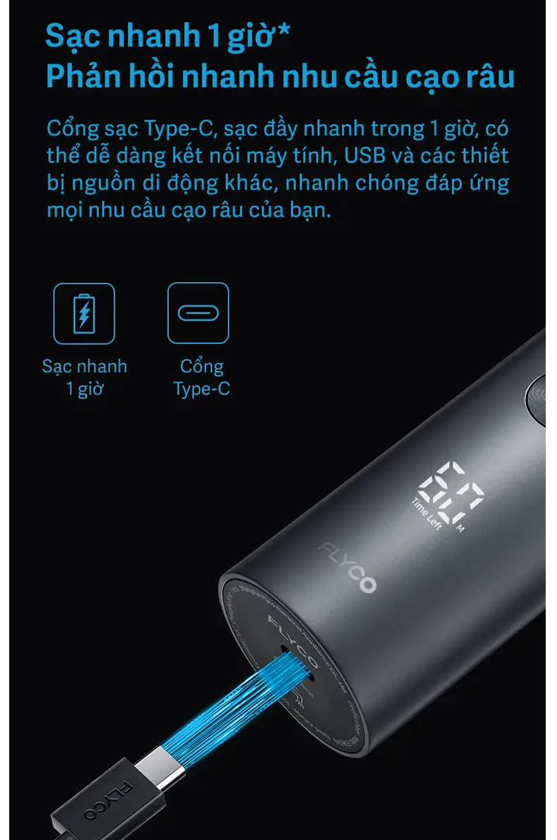 Máy Cạo Râu Điện Flyco FS965VN Màu Đen 4