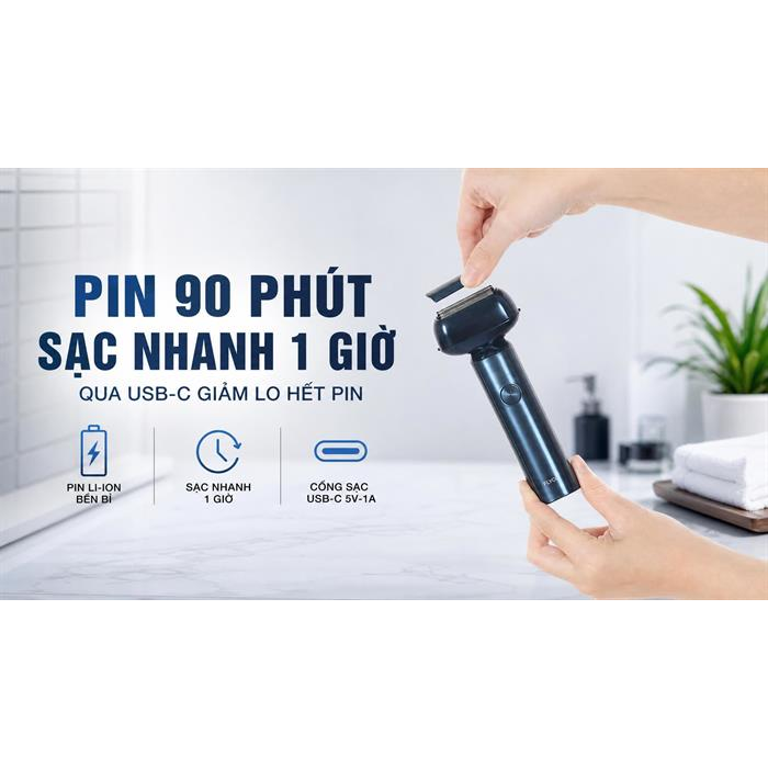 Máy Cạo Râu Điện Flyco F005VN Màu Xanh 12