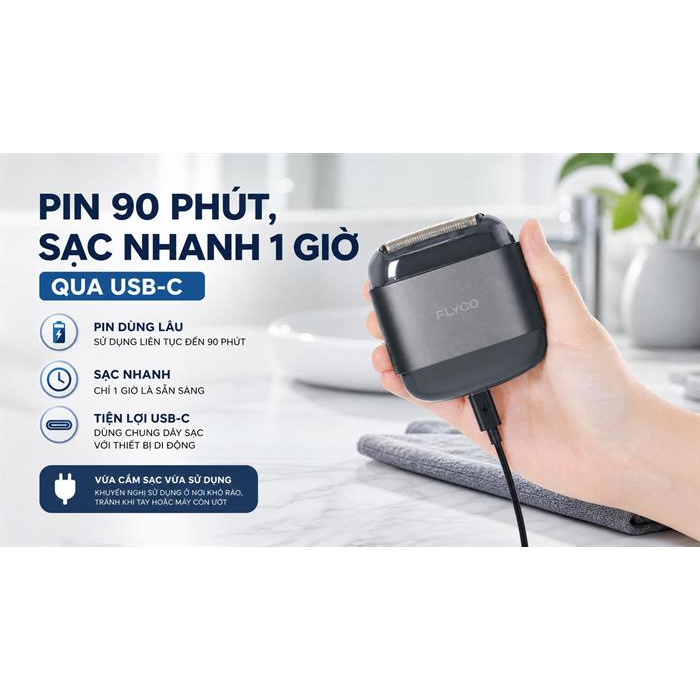 Máy Cạo Râu Điện Flyco F8VN Màu Xám 12