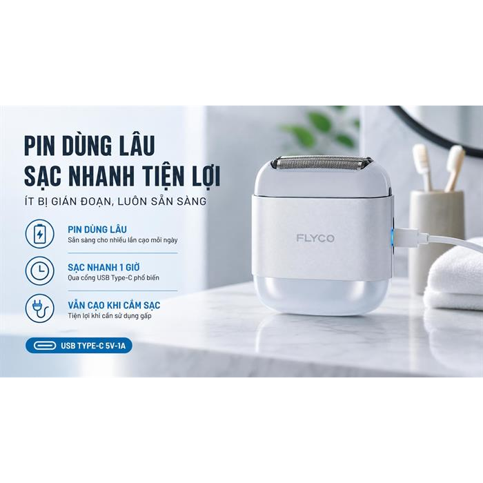 Máy Cạo Râu Điện Flyco F8VN Màu Bạc 10