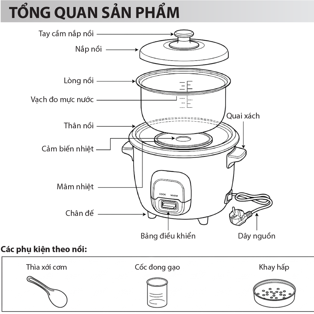 Nồi Cơm Điện Nắp Rời Simplehome G3803 3