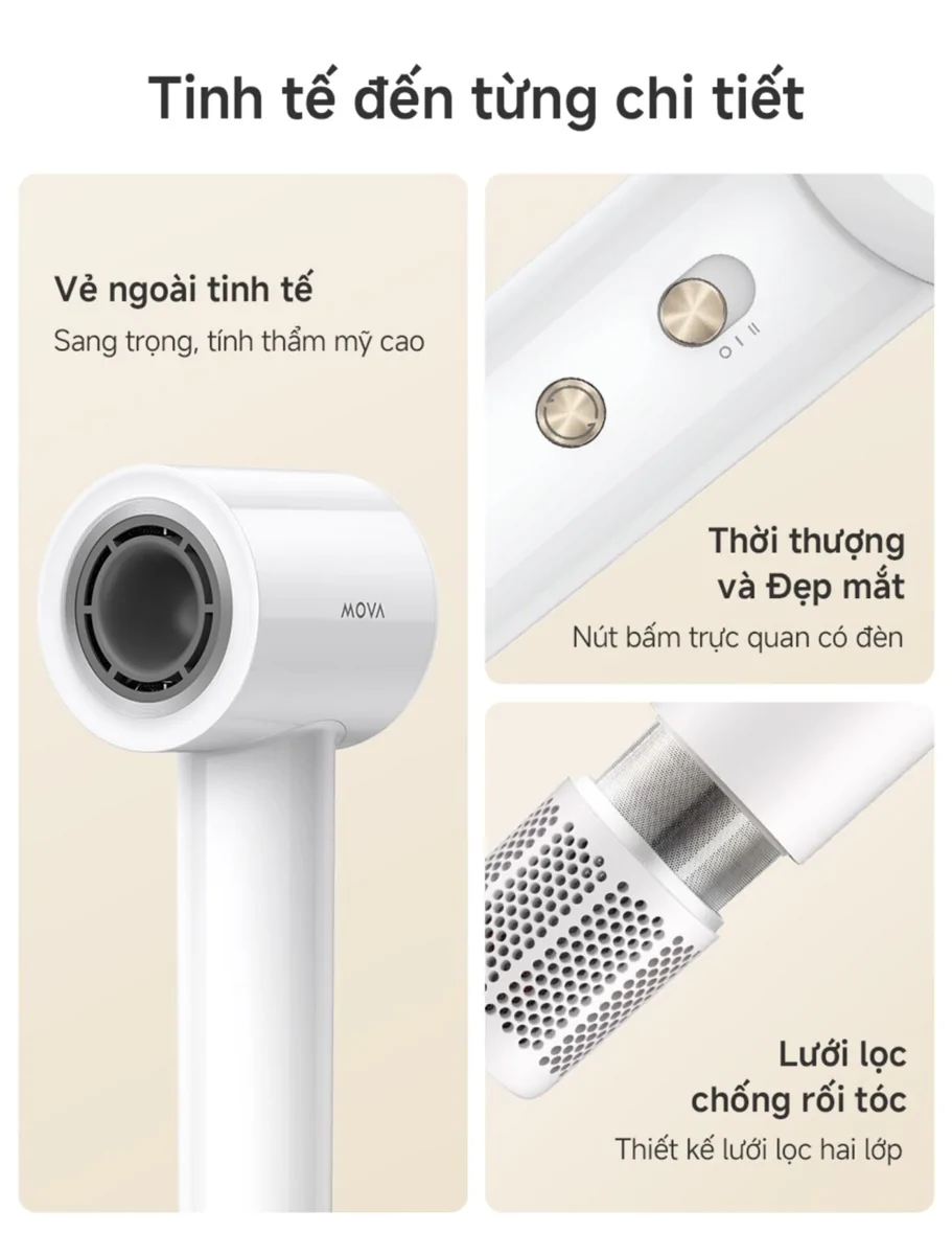 Máy Sấy Tóc Tốc Độ Cao Mova Turbo Màu Trắng 10