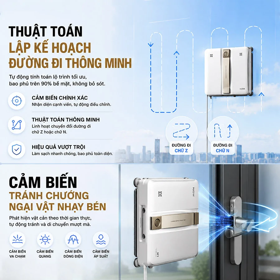 Robot Hút Bụi Lau Kính Mova N1 EU - Màu Đen 7